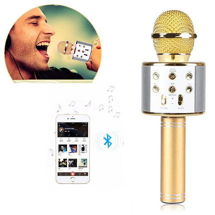Караоке-микрофон WS-858 (оригинал) Золотой, фото 2
