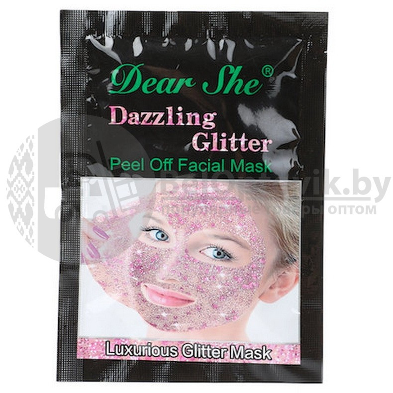 Маска - пленка для лица Dear She Dazzling Glitter, 18 гр. Чёрное золото (скрабирует, очищает, смягчает) - фото 7 - id-p98897971