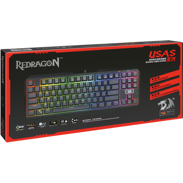 Игровая механическая клавиатура с подсветкой Redragon K 553 RGB Usas RU, Outemu, компактная, 74674