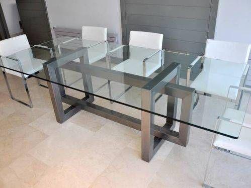 Стеклянный кухонный стол с металлическим основанием - фото 2 - id-p98898428