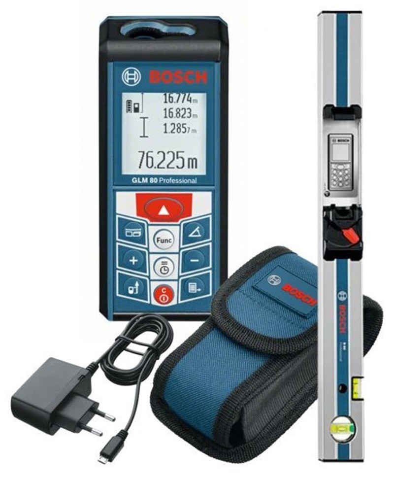 Дальномер лазерный BOSCH GLM 80 + R 60 в кор. (0.05 - 80 м, +/- 2 мм, IP 54, уровень) - фото 1 - id-p61169749