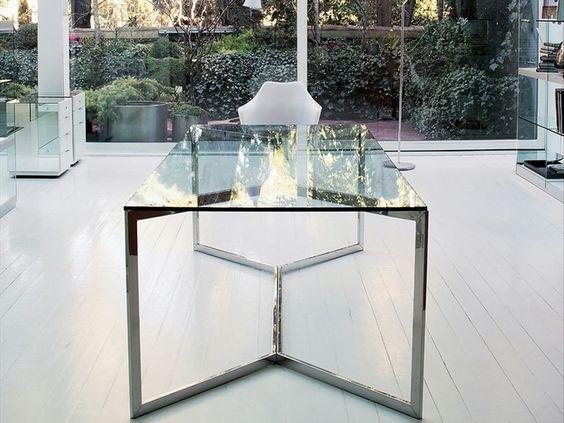 Стеклянный кухонный стол с металлическим основанием - фото 2 - id-p98898429