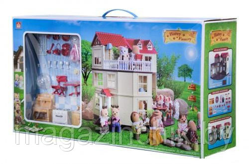 Игровой домик 012-10 для кукол Happy Family аналог Sylvanian Families Сильваниан с мебелью, светом - фото 2 - id-p5024238