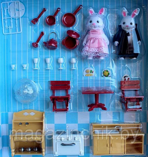 Игровой домик 012-10 для кукол Happy Family аналог Sylvanian Families Сильваниан с мебелью, светом - фото 4 - id-p5024238