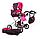 Коляска для кукол с люлькой, коляска-трансформер с сумочкой MELOBO 9333, от 3-х лет, розовая, фото 2