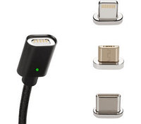 Кабель USB магнитный 3в1 усиленный SiPL серебристый, фото 1