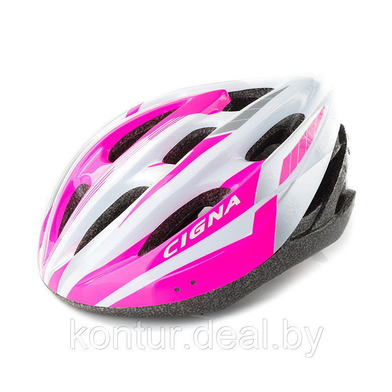 Велошлем Cigna WT-040 (чёрный/розовый/белый) - фото 1 - id-p99134175