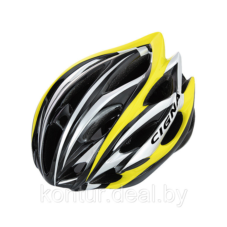 Велошлем Cigna WT-015 (чёрный/жёлтый/серебристый) - фото 2 - id-p99134357
