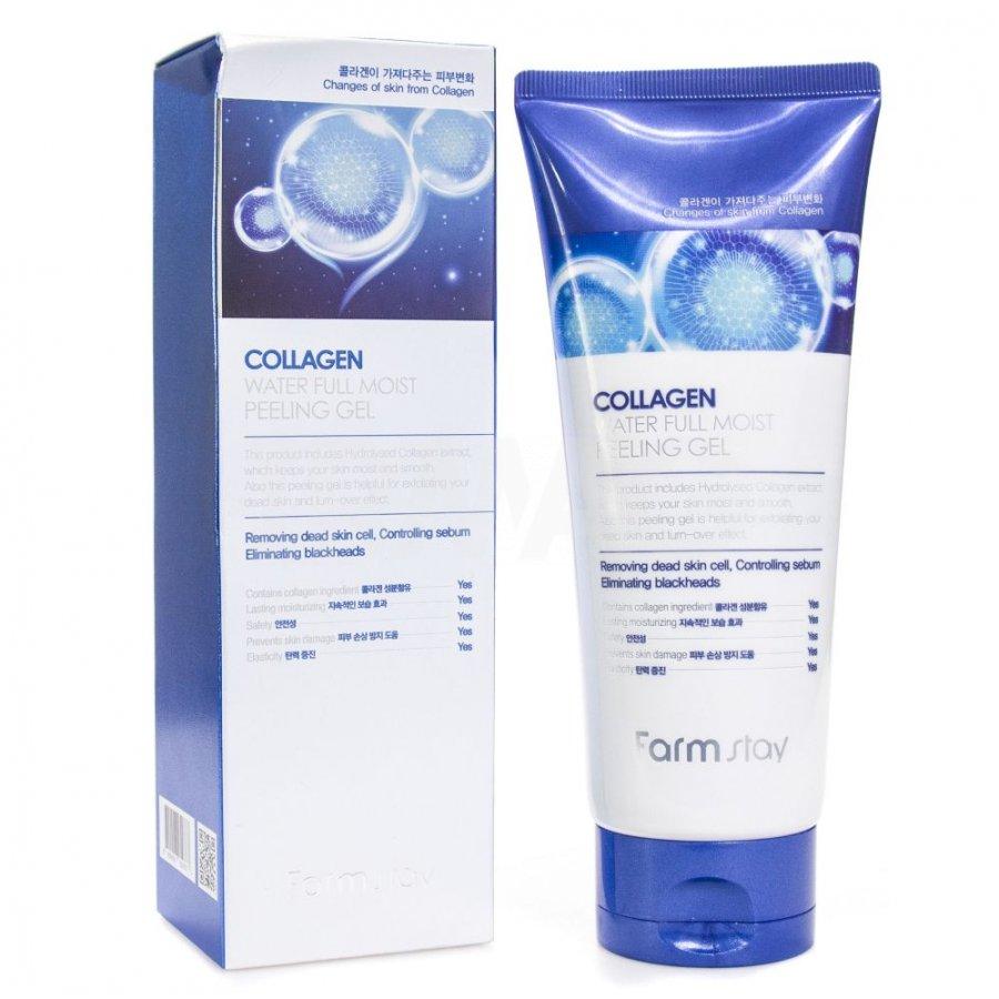 Гель-пилинг для лица FarmStay Collagen Water Full Moist Peeling Gel 180 мл. - фото 2 - id-p99162892