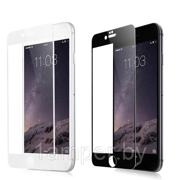 Защитное стекло 9D (дополнительное самоклеющееся) на экран Iphone 7/ Iphone 8 Белоe, черное - фото 1 - id-p99170411