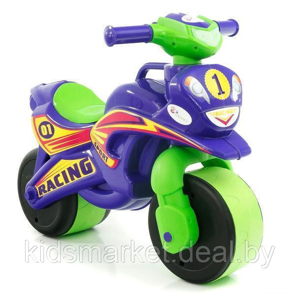 Детский мотоцикл-беговел (мотобайк) DOLONI 0139 музыкальный цвет фиолетово-зеленый - фото 1 - id-p99178294