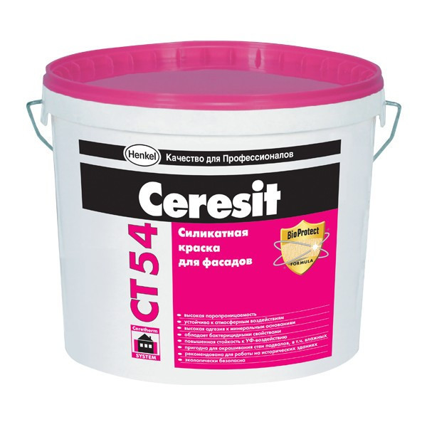 Ceresit CT54 Фасадная цветная краска, группа B, 15 л.