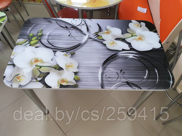 Стол кухонный с фотопечатью "Серые цветы", фото 2