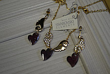 Красивый набор, подвеска сердечко + серьги, Swarovski