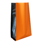 Пакет пятишовный оранжевый матовый с черными боковыми фальцами 