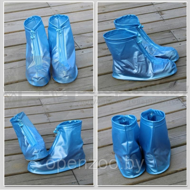 Защитные чехлы (дождевики, пончи) для обуви от дождя и грязи с подошвой цветные р-р 39-40 (L) Белые - фото 9 - id-p99308517