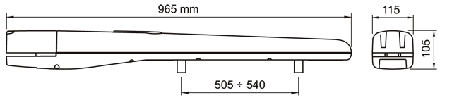 Размеры привода Nice TO5016P