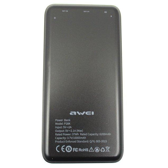 Внешний аккумулятор AWEI P28K, 10000mAh, 5V, 2A, - фото 2 - id-p99329910