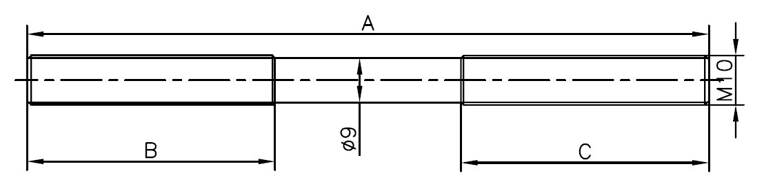 Тяга тормозная М10х2650 150/500