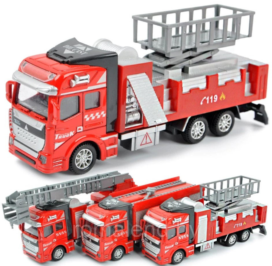 Пожарная машинка металлическая инерционная (детская игрушка) - фото 2 - id-p99358724