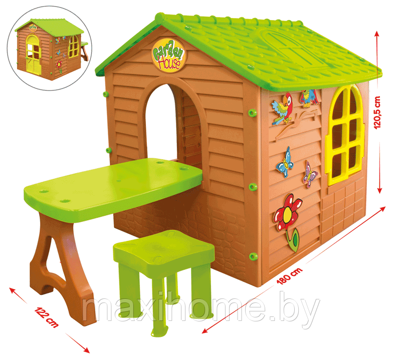 Домик садовый игровой со столом 180x122x120,5 см - фото 1 - id-p99384862