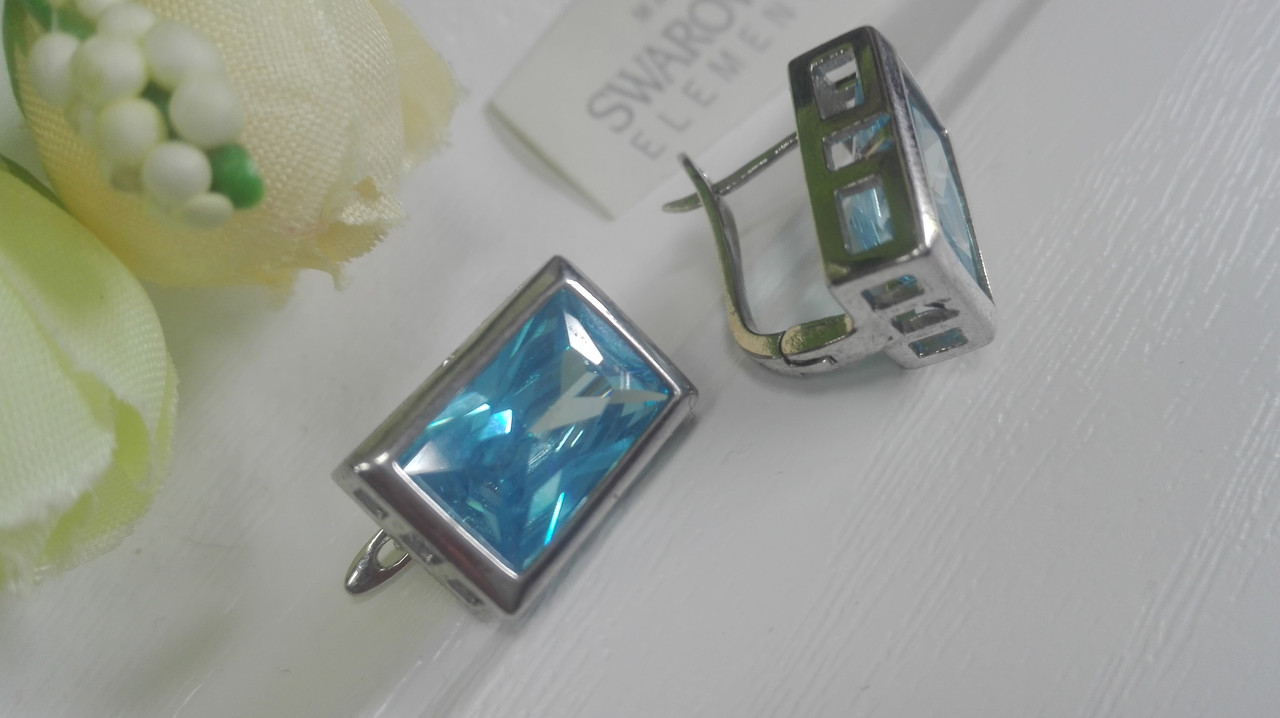 Голубые серьги с кристаллами Swarovski - фото 1 - id-p93258908