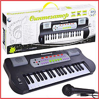  HS3710A Детский синтезатор пианино с микрофоном, 37 клавиш, работает от сети и от батареек