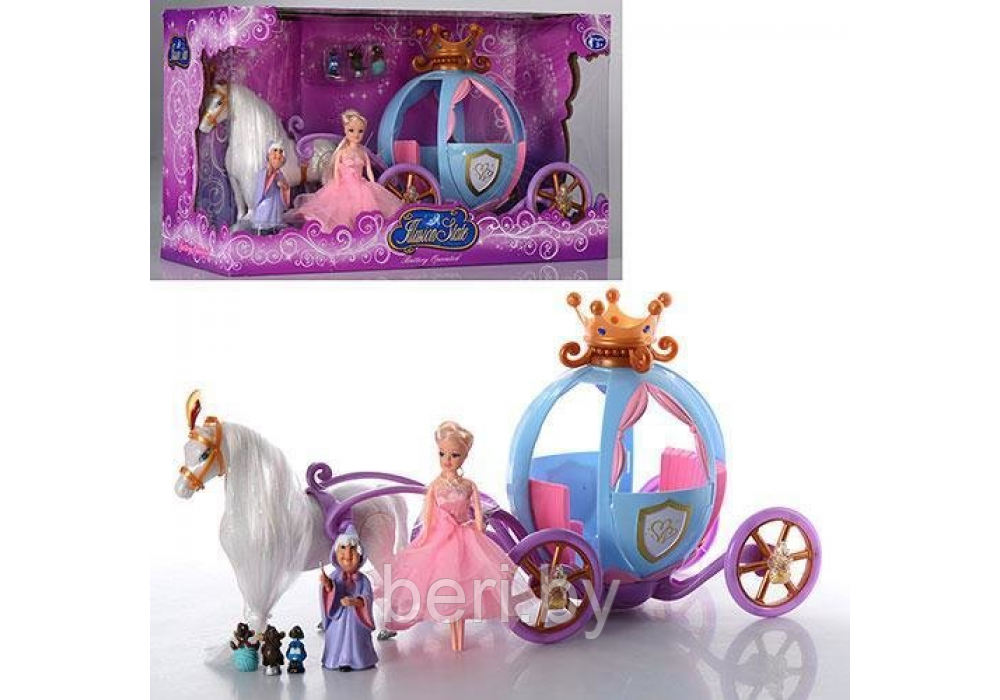Карета с лошадью и куклой Золушкой 205A (звук, свет), игровой набор (205А) - фото 1 - id-p99435657
