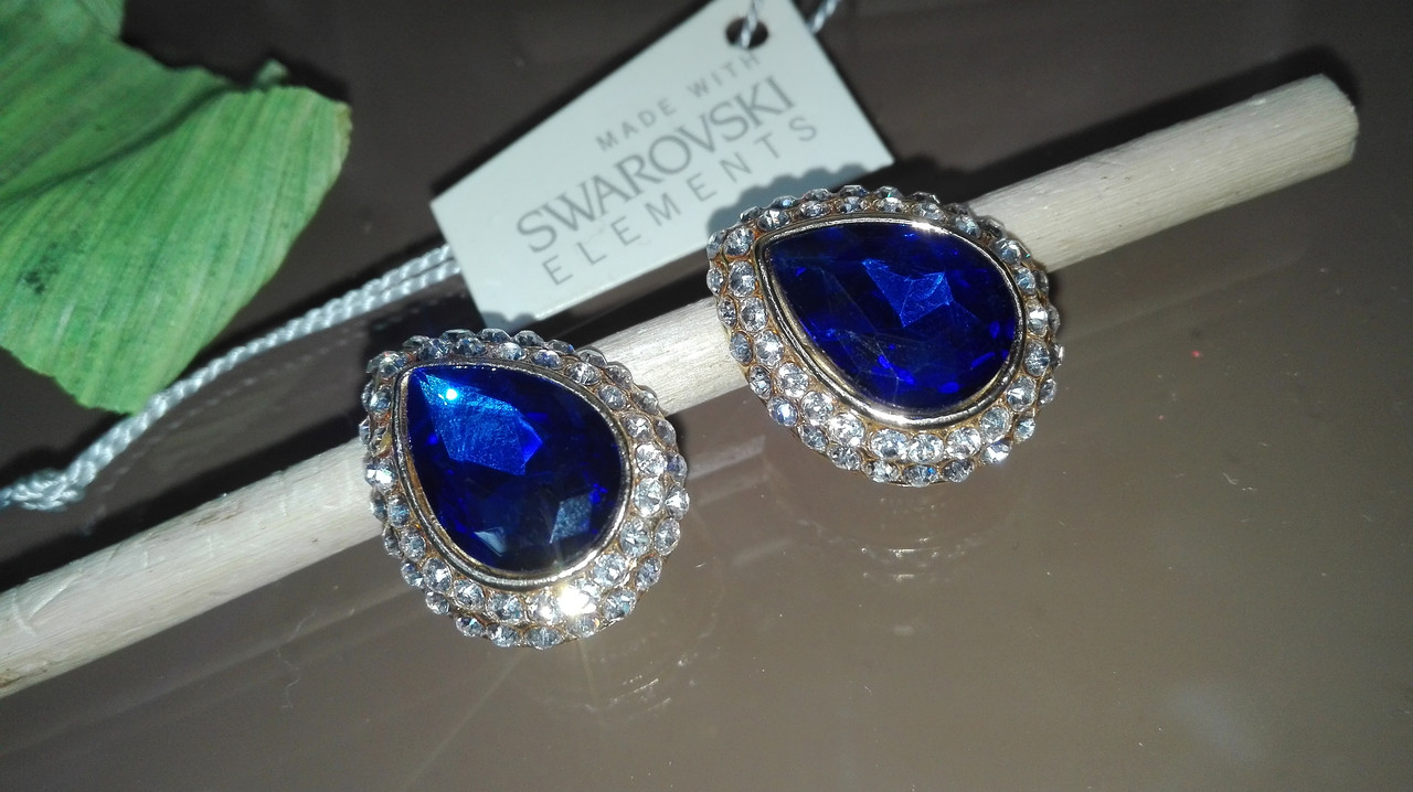 Красивые клипсы с синими кристаллами Swarovski - фото 2 - id-p94479794