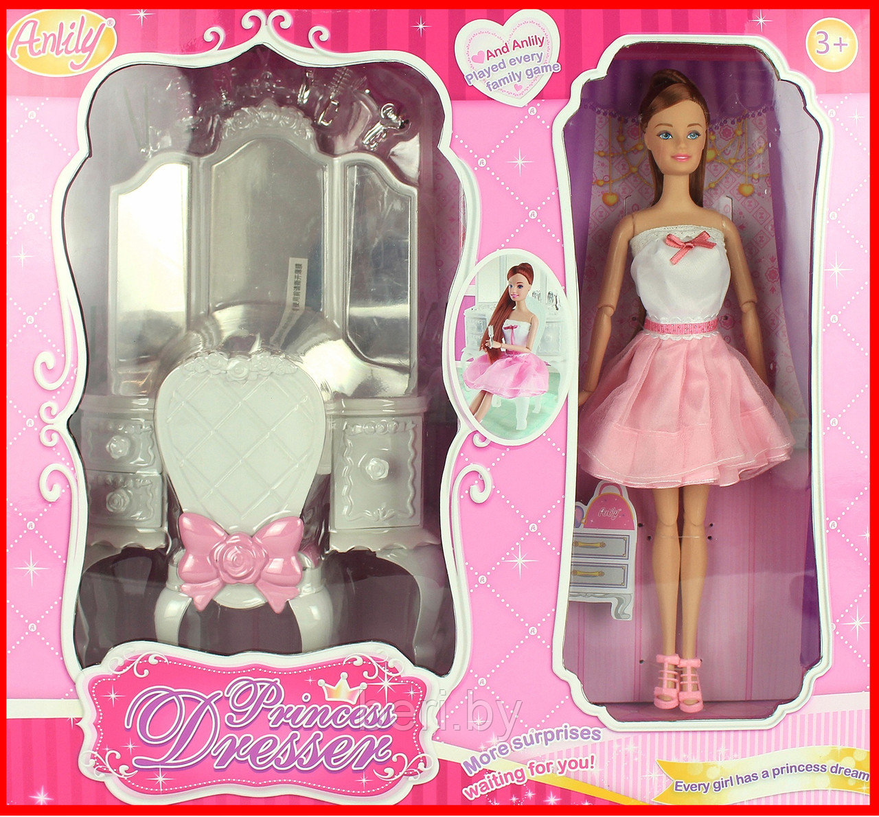 99050 Кукла Anlily 29 см с набором мебели "Трюмо", кукла на шарнирах - фото 1 - id-p99453347