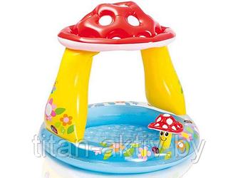 Надувной детский бассейн с навесом Грибок, 102х89 см, INTEX (для детей от 1 до 3 лет)