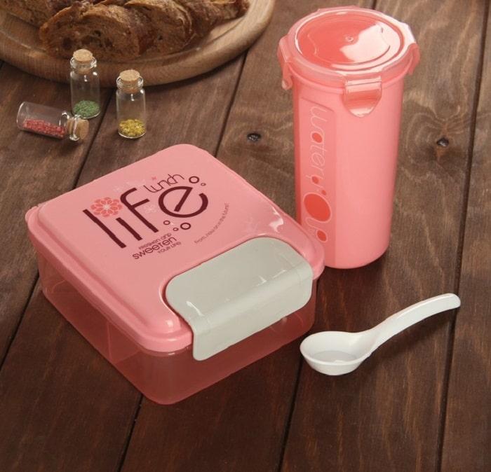 Набор для обеда «Life»:бутылка, ланч бокс розовый - фото 1 - id-p99495015