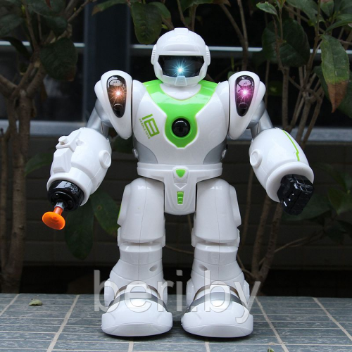 0820 Игрушка Робот, робот-полицейский, на батарейках (свет, звук, ходит, стреляет) - фото 3 - id-p99495303