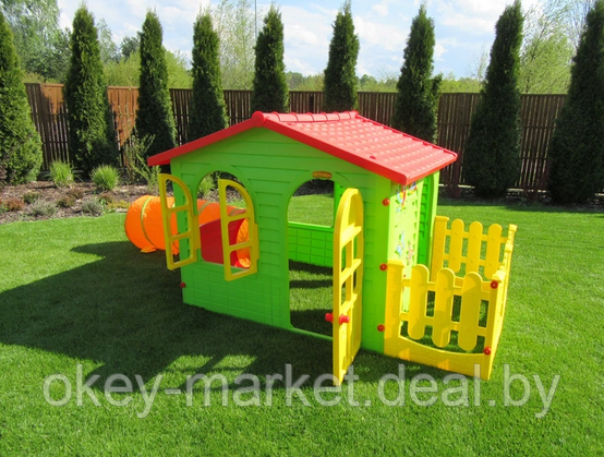 Детский игровой домик Mochtoys с забором и туннелем - фото 6 - id-p64650802