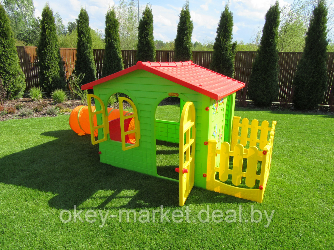 Детский игровой домик Mochtoys с забором и туннелем - фото 2 - id-p64650802