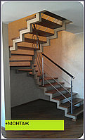Металлокаркас лестницы, лестница с забежными ступенями модель 45