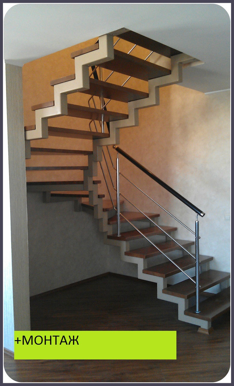 Металлокаркас лестницы, лестница с забежными ступенями модель 45