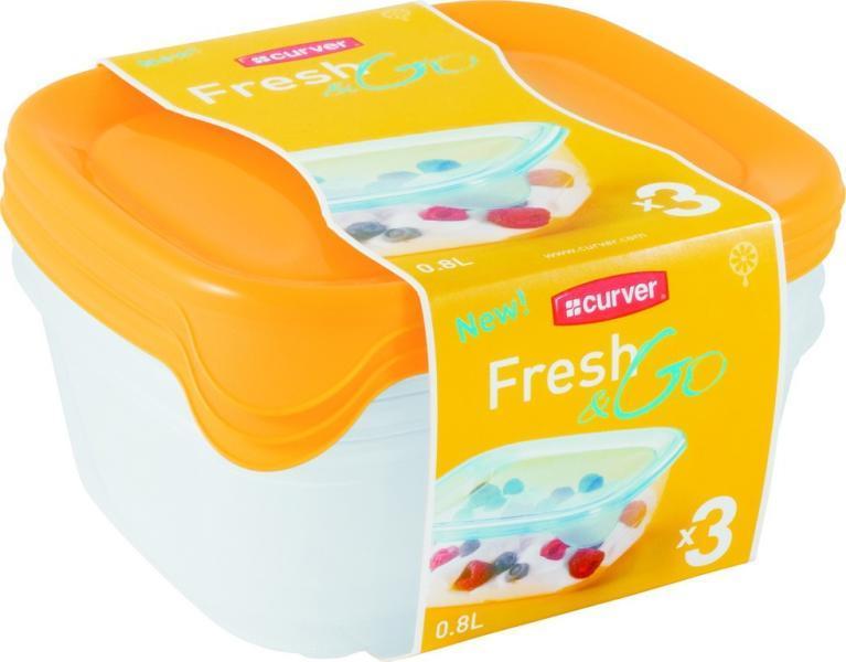 Контейнер для СВЧ Fresh & Go SET SQR 0.8L (3шт), желтый - фото 1 - id-p99511618