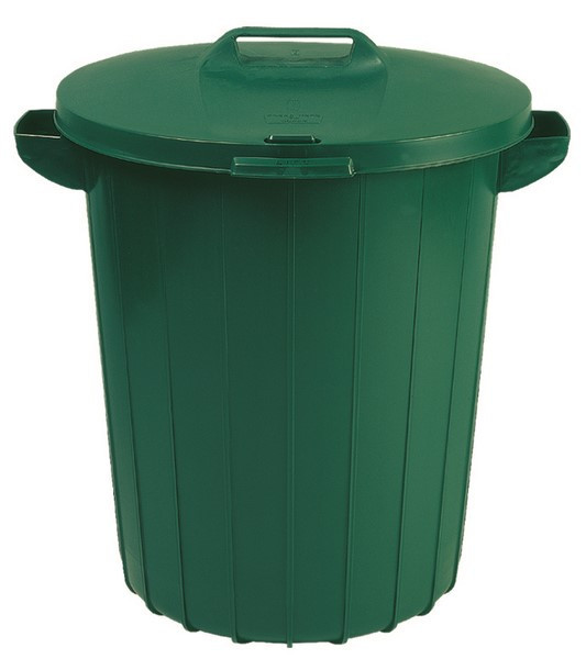 Контейнер пластиковый для мусора 90 л зеленый с зеленой крышкой