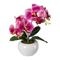 Орхидея искусственная в керамическом горшке, 35см, фуксия