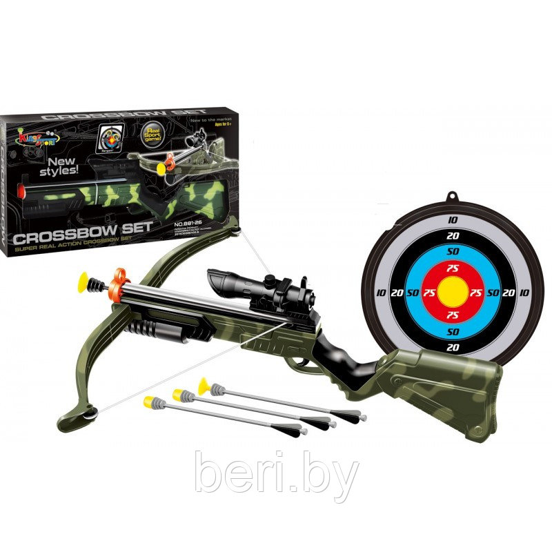 35881H Арбалет со стрелами на присосках Crossbow Set с мишенью и лазерным прицелом - фото 3 - id-p99564729