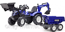 Детский педальный трактор Falk NEW HOLLAND с двумя ковшами 3090W