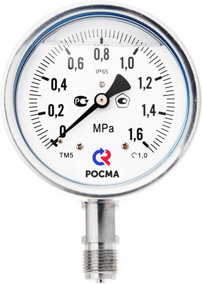 Вакуумметр ТВ-521Р.00(-0,1-0MPa)G1/2.1,0 резьба G1/2 нерж сталь