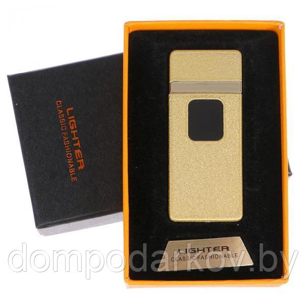 Зажигалка электронная в подарочной коробке, USB, спираль, сенсорная, золотая, 7.5х12 см - фото 1 - id-p99610973