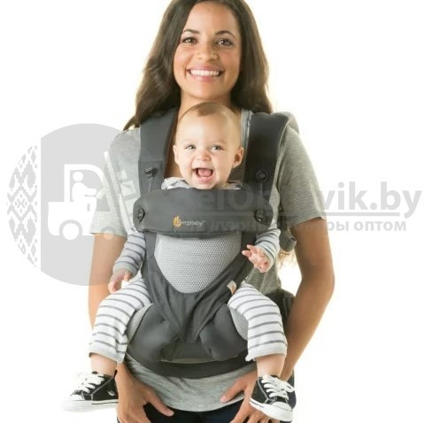 Рюкзак-кенгуру Ergo Baby 360 Baby Carrier Темно серый с серыми вставками - фото 10 - id-p99611182