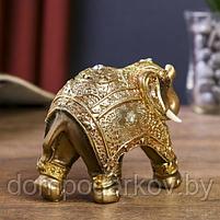Сувенир полистоун "Индийский слон в королевской попоне" золото 8,5х12,5х5 см, фото 4