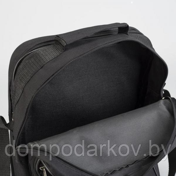 Сумка деловая, 1 отдел, 3 наружных кармана на молнии, длинный ремень, цвет чёрный - фото 5 - id-p99610994