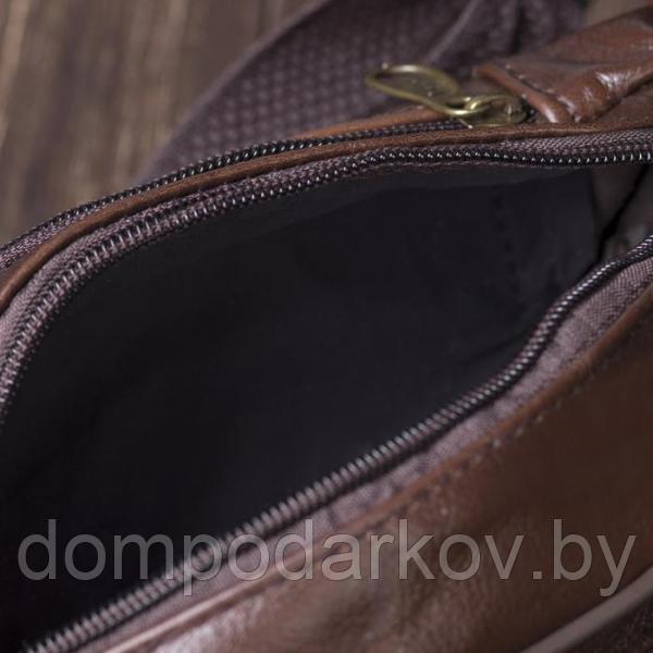 Сумка мужская на пояс, отдел на молнии, 6 наружных карманов, цвет коричневый - фото 3 - id-p99611001