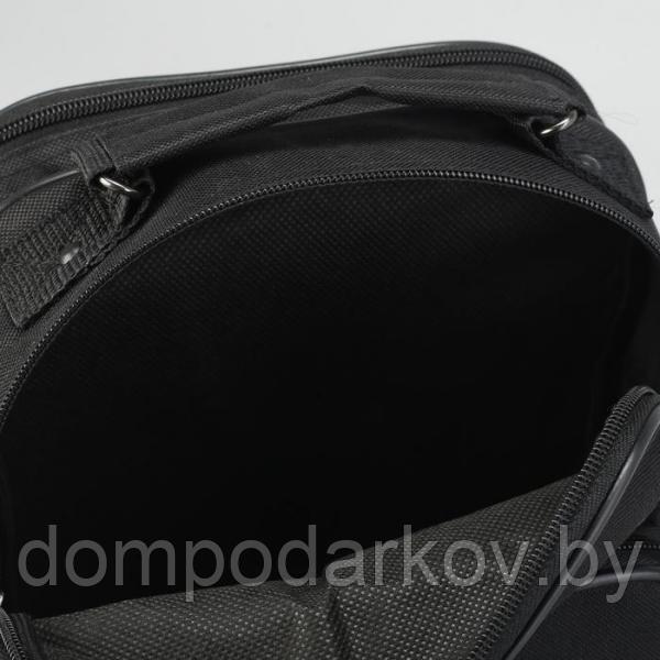Сумка мужская, 2 отдела на молниях, 2 наружных кармана, цвет чёрный - фото 5 - id-p99611004