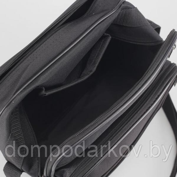 Сумка мужская, 2 отдела на молниях, 4 наружных кармана, цвет чёрный - фото 5 - id-p99611007